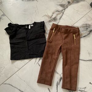 Black Top and Brown Pants Set